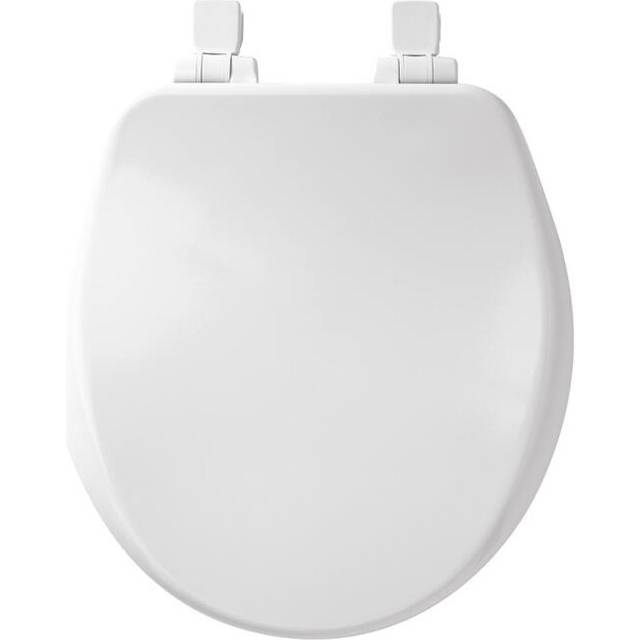 Slow Close Round White Enameled Wood Toilet Seat