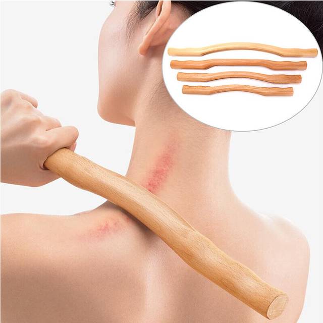(a-A1) Gua Sha Massage Stick Natural Wood Bamboo Stick for Massage Gouache Wooden Neck Shoulder Back Muscle Relaxing Massager