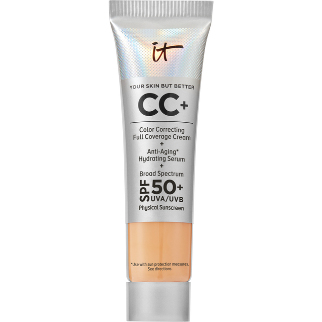 IT Cosmetics CC+ Cream Travel (Medium Tan) - Full-Coverage Foundation With SPF 50  Color Corrector & Anti-Aging Serum  Formulated With Niacinamid