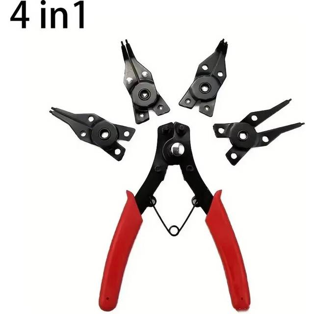 4-In-1 Circlip Pliers Set Snap Ring Pliers Multi Crimp Removable Plier Head Retaining Circlip Pliers Hand Tools Multifunctional