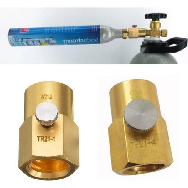 80%HOTTR21-4 to CGA320/W21.8 Soda Maker Cylinder Refill Adapter Tank Connection Kit