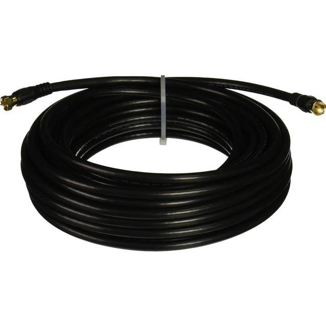 103034 RG6 Quad Shield CL2 Coaxial Cable with F Type Connector Black, 50ft