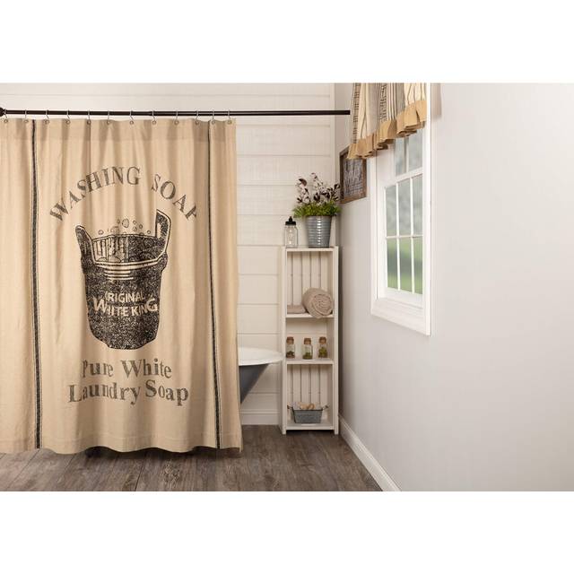 Farmhouse Wooden Soap Tub Shower Curtain Cottagecor 100% Cotton