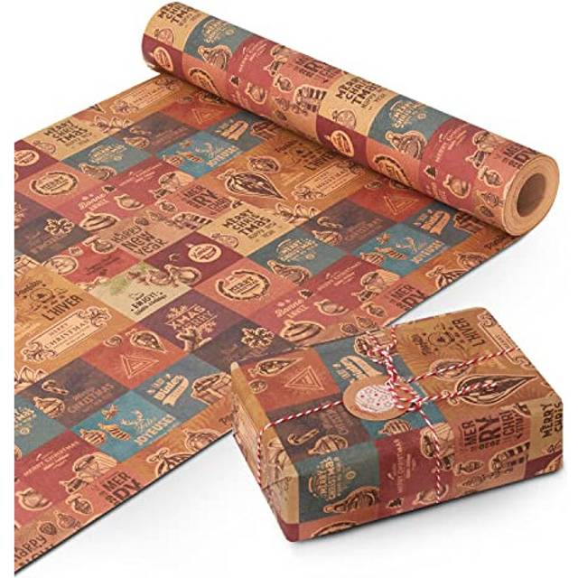 (2) KEPLIN Wrapping Paper Roll Premium Quality Festive Kraft Paper, Multipurpose Wrapping Paper for Gifts, Arts & Crafts Projects