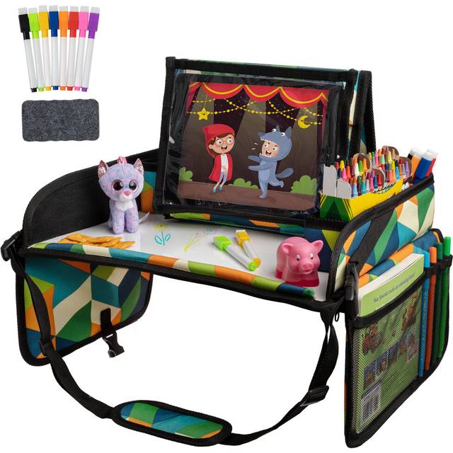 Lusso Gear Kids Travel Tray for Toddler & Kids Car Seat  Lap Tray for Airplane  Kids Travel Desk Essential Accessories  Table Tray for Road Trip Activ