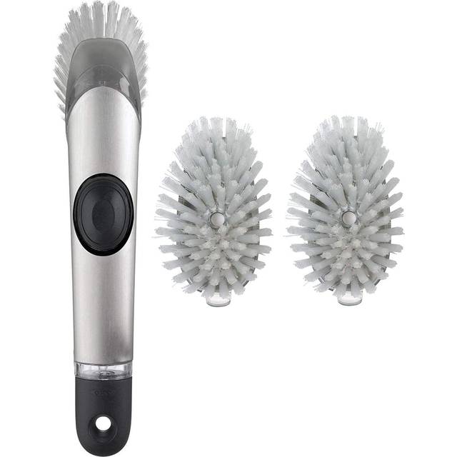 OXO Steel Soap Dispensing Dish Brush with 2 Dish Brush Refills