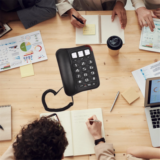 Large Button Wired Phone Desktop Fixed Wall-Mounted