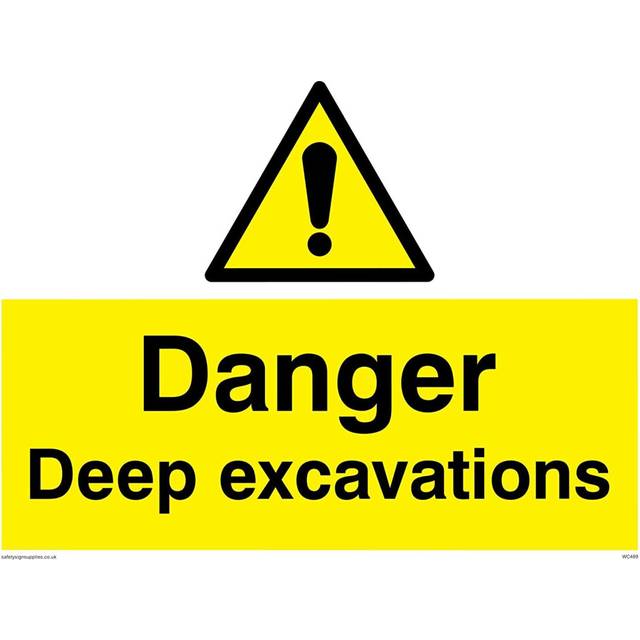 "Viking Signs WC489-A3L-V""Danger Deep Excavations"" Sign, Vinyl, 300 mm H x 400 mm W"