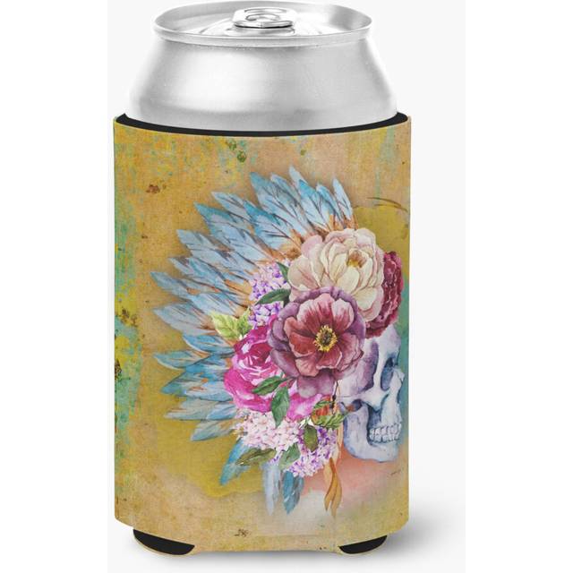 """""Caroline's Treasures Day of The Dead Flowers Skull Can or Bottle Hugger  Can Hugger  Multicolor"""""