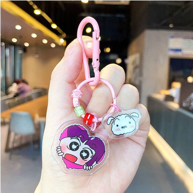 (ClearAi) Adorable Crayon Shinchan Acrylic Keychain Cute Cartoon Key Ring For Couples