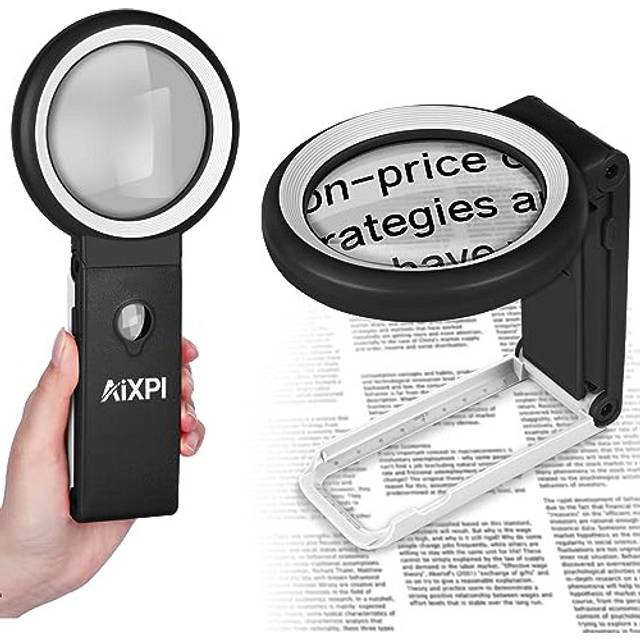30x 40x Magnifying Glass with Light and Stand, Large Handheld Magnifying Glasses 18 LED Illuminated Lighted Magnifier for Macular Degeneration,