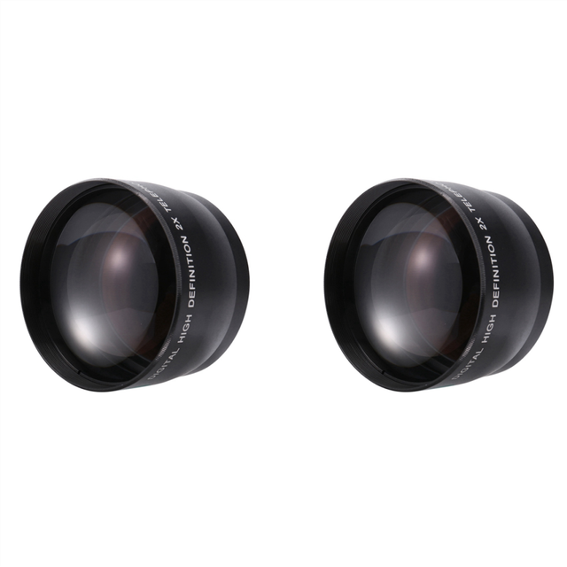 2pcs 58mm 2.0X Professional Telephoto Lens for 5D/6D/60D/ 350D / 400D 450D 500D 1000D 550D 600D 18-55MM