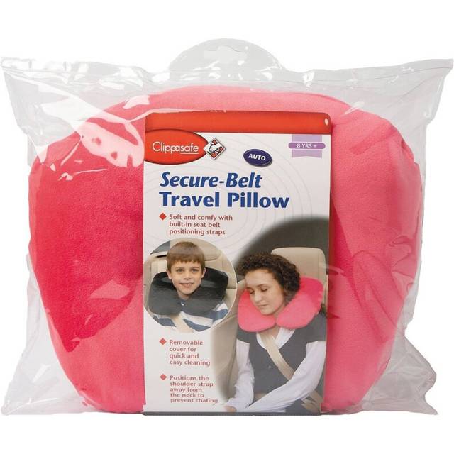 Clippasafe Secure-Belt Travel Pillow for Cars - Pink (8+ Years)