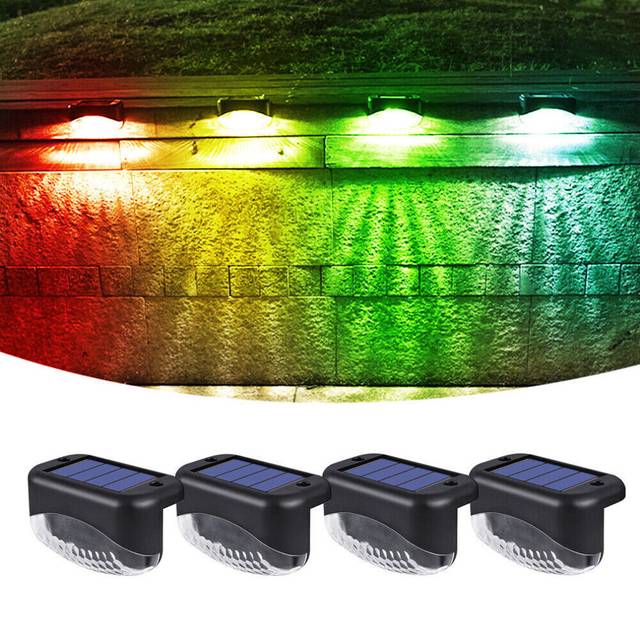 4Pcs Solar Deck Lights Outdoor Stairs Lights LED Waterproof Patio Garden Decor