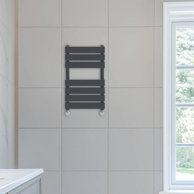 NRG 650x400 Flat Panel Heated Towel Rail Bathroom Rad Radiator Anthracit