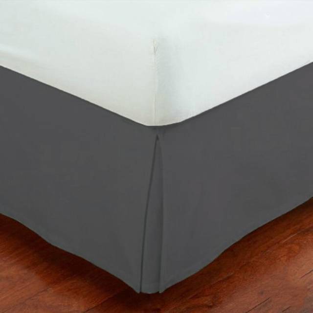 "Home Collection Bedskirt Bed Ruffle Solid Pleated Brushed Soft Microfiber Fabric Top 14"""""""" Drop New (Full  Charcoal)"
