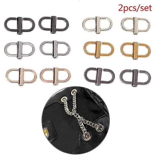 (Light Gold, One size) New 1pair Metal Buckles Chain Strap Bag Adjustable Shorten Shoulder Bags Accessories