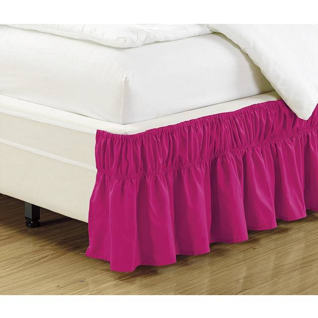 "Elastic Bed Skirt 14"""""""" Drop Easy On/Easy Off Dust Ruffled Solid New (Hot Pink  Twin-Full)"