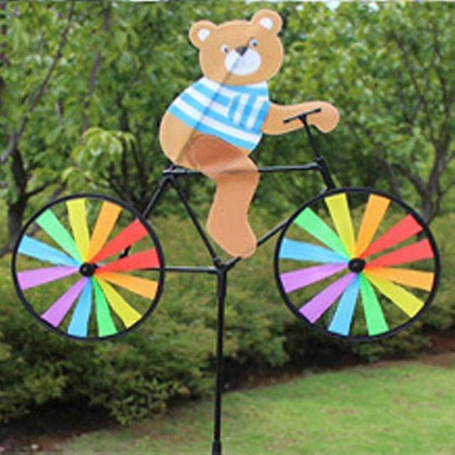 (Bear, One size) 3d Animal On Bike Windmill Gardening Baby Gifts Decorative Garden Stakes