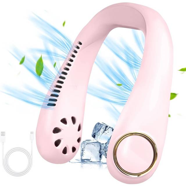 Portable Neck Fan Mini USB Rechargeable Lazy Neckband Bladeless Cooler 3 Speeds+--as the picture