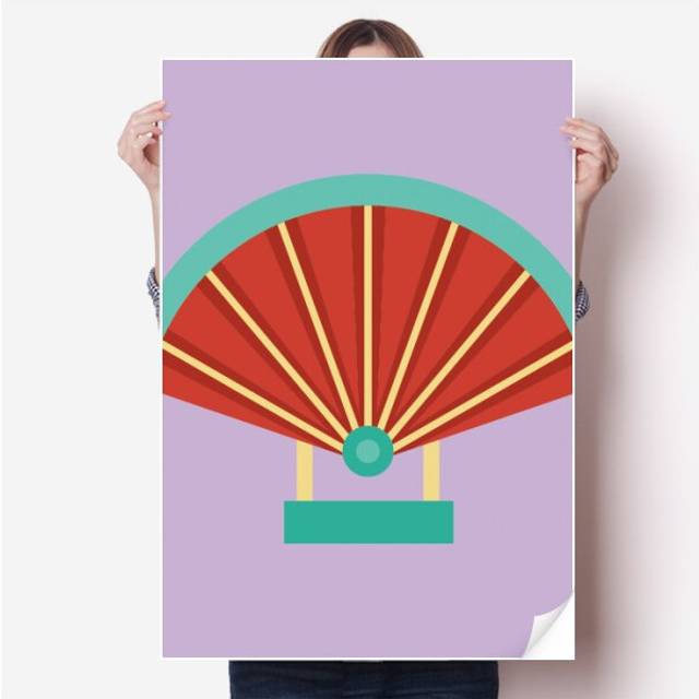 Fan China Pattern Sticker Decoration Poster Playbill Wallpaper Window Decal