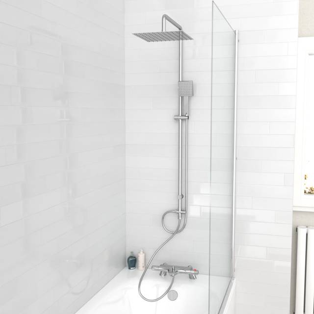 Nes Home Square Shower Thermostatic Mixer Tap Handset & Riser Rail Kit