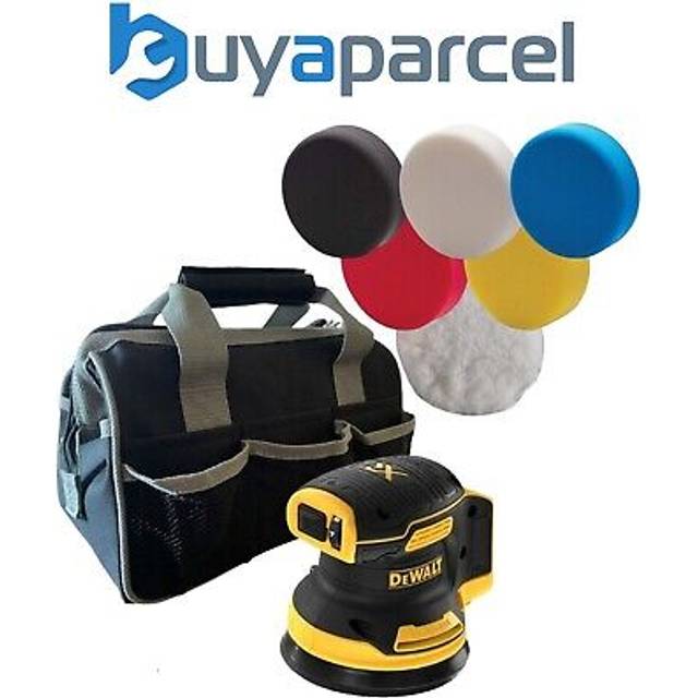 Dewalt DCW210N Cordless Brushless 18v XR Orbital Sander 125mm Polish Pads & Bag