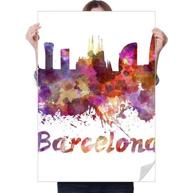 Barcelona Spain  City Watercolor Sticker Decoration Poster Playbill Wallpaper Window Decal