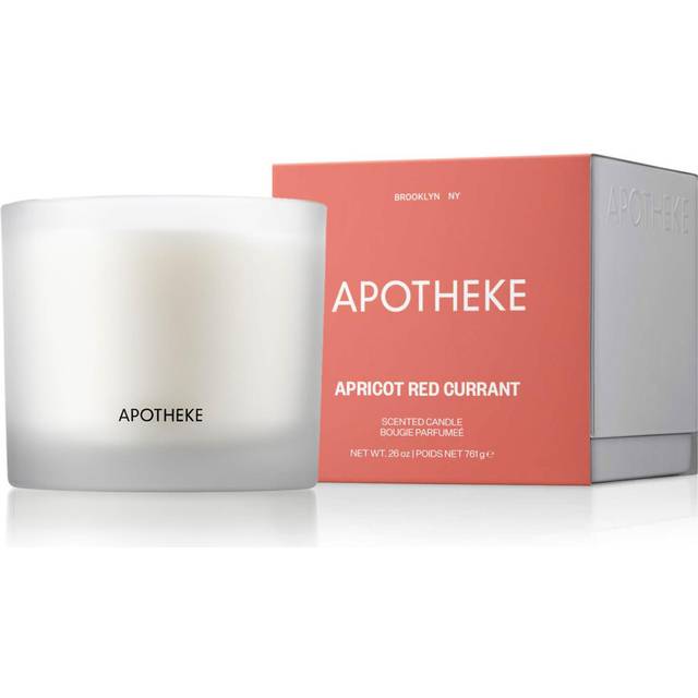 Apotheke 3-Wick Scented Candles for Home  Apricot Red Currant - 26 oz Long-Lasting Soy Wax Jar Candle  120-140 Hours Burn Time - Notes Red Currant  Gr