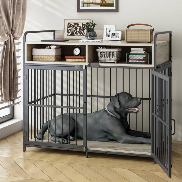Large Dog Crate Furniture with Drawer Dog Kennel Dog Cage Table