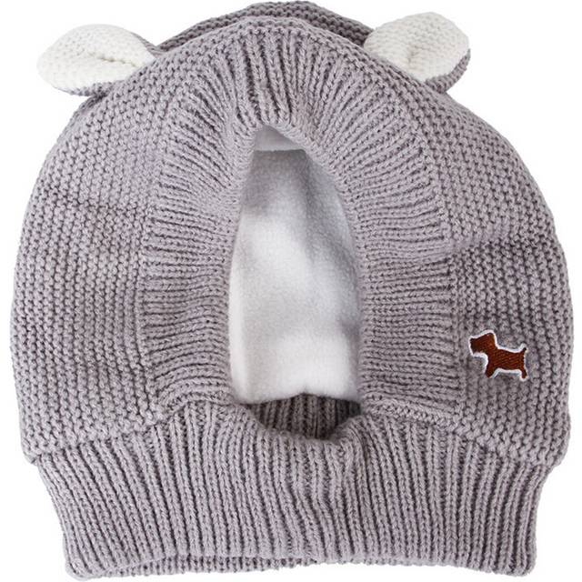 (Gray) Quiet Dog Ear Muffs Noise Protection Pet Ears Covers Knitted Hat Anxiety