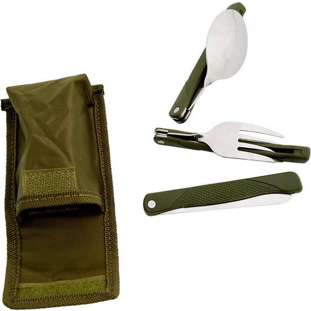 (Style 1) Long cookware backpack Spork fork stainless steel fold knife utensil spoon set combo Picnic camp cutlery tableware flatware