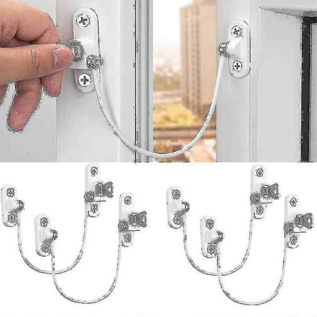 (White, One size) 4 Pcs Window Restrictor Locks Window Restrictors Baby Security Window Locks Window Locks Door Locks