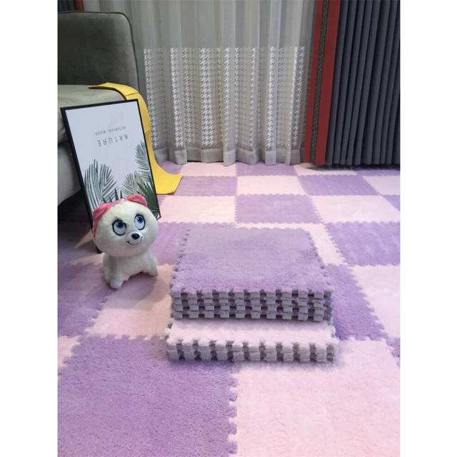 (light purple, 10pcs) Soft Plush Kids Carpet Baby Play Mat Children&apos;s Rugs Toys Eva Foam Children&apos;s Mat Puzzle Interlock Floor Mats 30*30 Cm