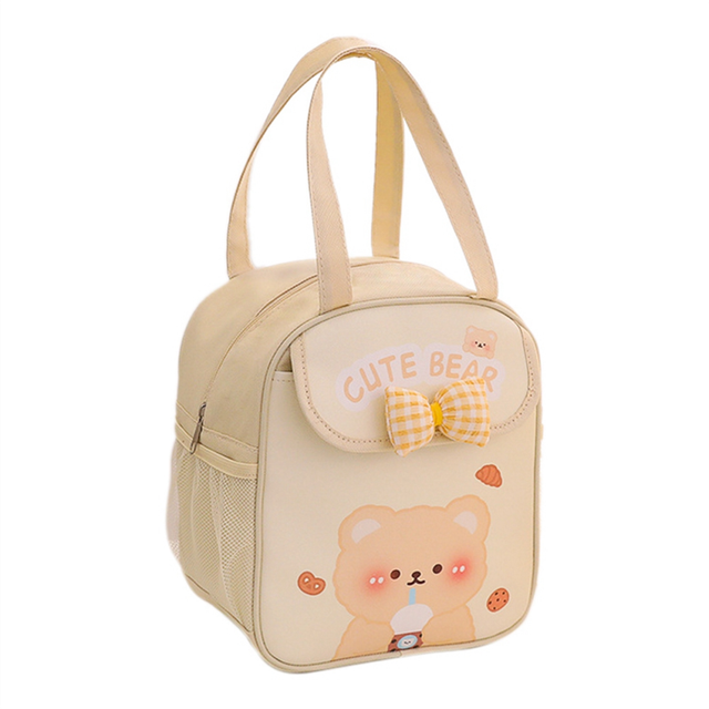 Kawaii Lunch Bag for Girls Cute Box Hot/Cold Work Beige