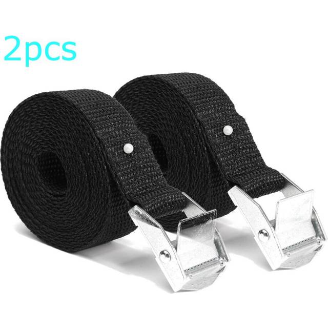 2Pcs Cam Buckle Tie-Down Car luggage Cargo Lashing Strap Zinc Alloy Zinc Nylon Black