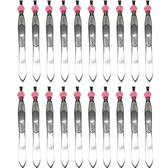 24pcs Flat Tip Tweezers Silver Stainless Steel Eyebrow Tweezer Hair Plucker for Hair and Eyebrows