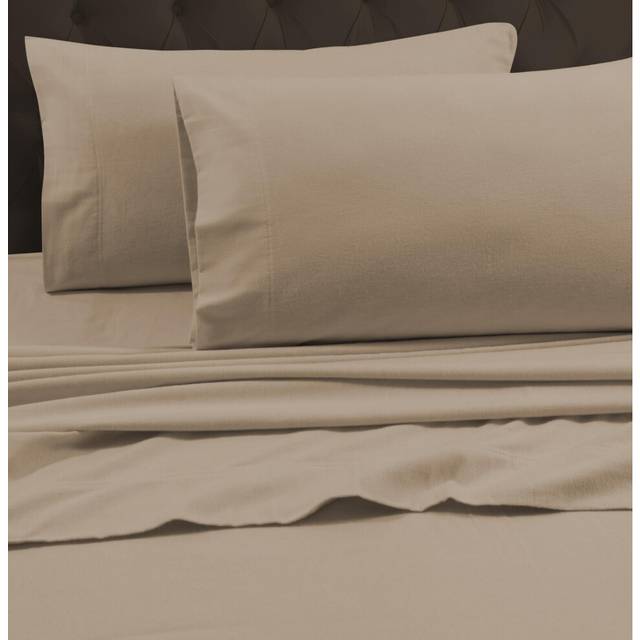 "Tribeca Living California King Luxury Solid Flannel Extra Deep Pocket Fitted Sheet  Fits up to 24"""""""" Mattress  Cashmere"