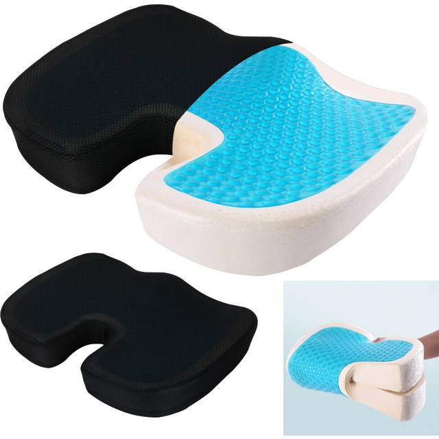 (Black) Orthopedic Gel Office Car Chair Seat Cushion