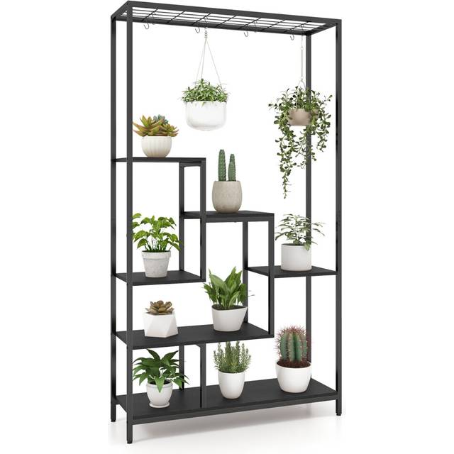 6-tier Tall Plant Stand 180cm Metal Corner Plant Shelf Display Rack-Black