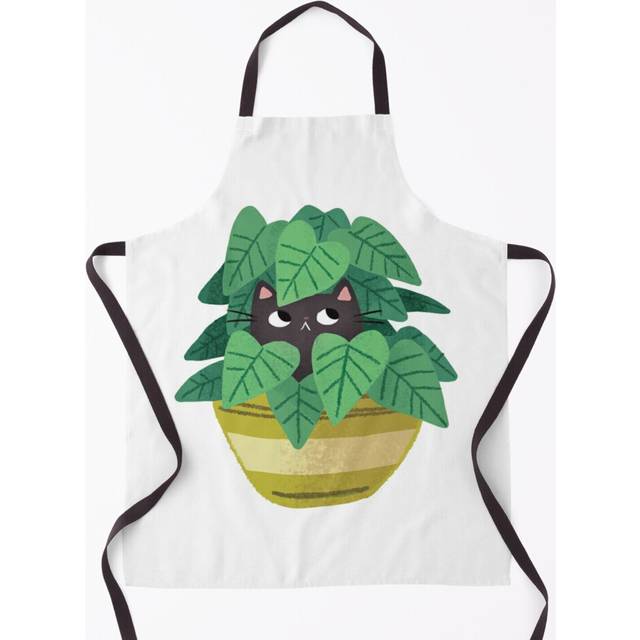 Black Cat In planter Grill Aprons for Kitchen BBQ Chef