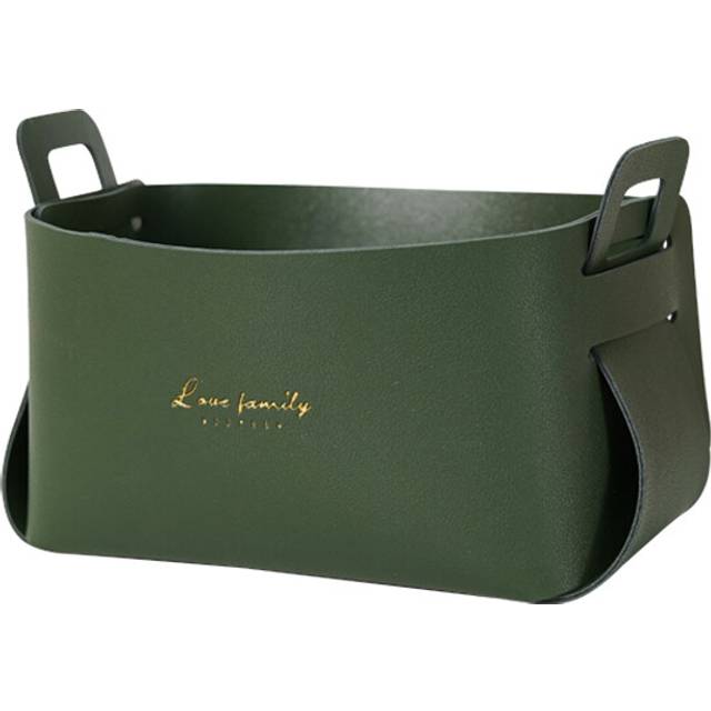 (Green) PVC leather desktop large storage box living room bedroom sundries key