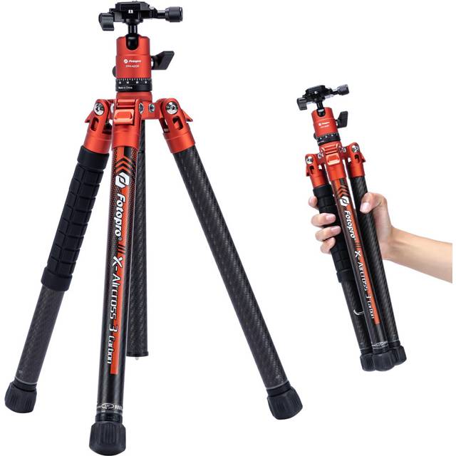Fotopro Carbon Fiber Tripod for Camera 2lbs Ultralight 62 Inch Travel Camera Tripod Max Loads Up 22lbs X-Aircross 3 Orange