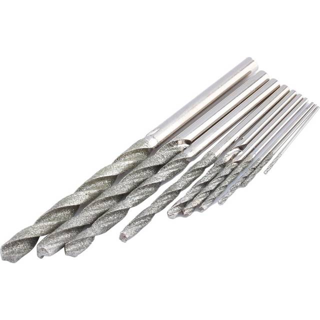 10Pcs Twist Drill Bit Set Diamond Tipped Drill Bit Set Gem Drill with Round Shank Jobber Drill Bit Set Rotary Tools for Wood Glass Tile and Stone