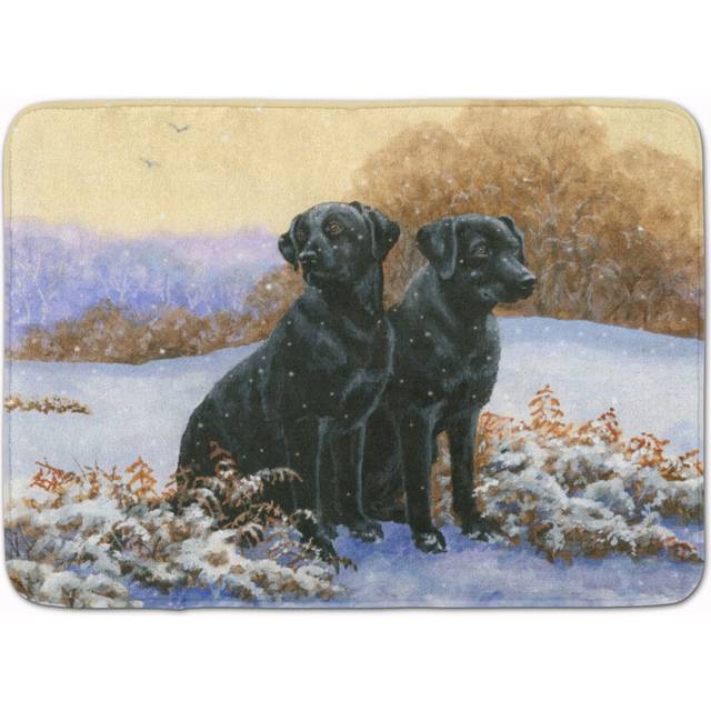 Caroline's Treasures Black Labradors in the Snow Floor Mat  19 x 27  Multicolor