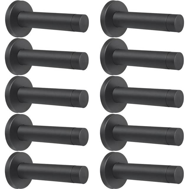 2-Piece Door Stop, 3.5 Stainless Steel Door Stop with Rubber Tipped Bumper, Wall Mount Door Holder, Sound Deadening Protection Black