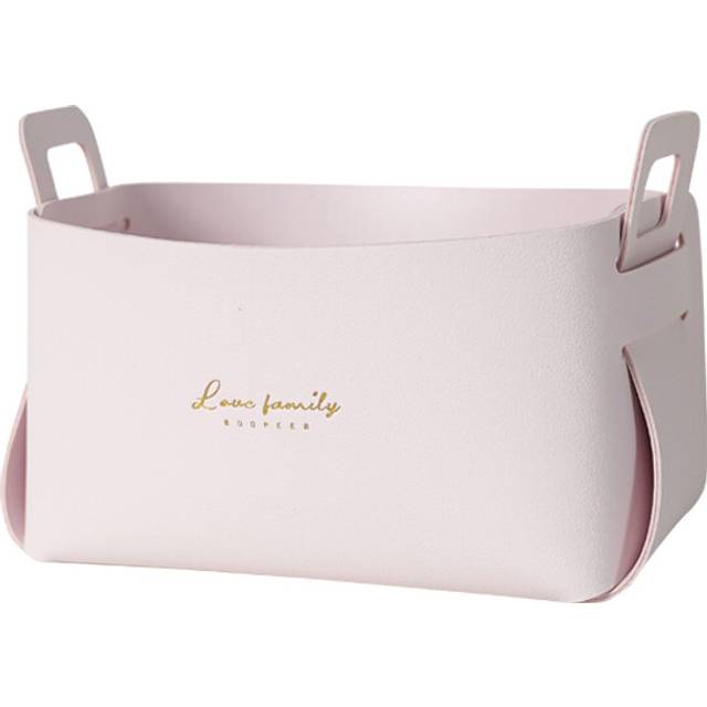 (Pink) PVC leather desktop large storage box living room bedroom sundries key