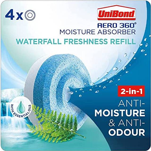 Unibond AERO 360? Moisture Absorber Waterfall Freshness Refill Tab,Aromatherapy,Ultra-Absorbent and Odour-Neutralising,for Dehumidifier,Condensation