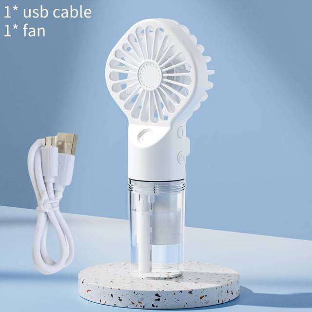 (White) Humidifying Misting Fan Mini Handheld Usb Charging Students Outdoor Travel Gift