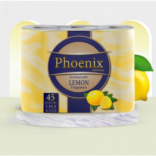 Phoenix Lemon-Fragranced Three-Ply Toilet Paper, 45 Rolls